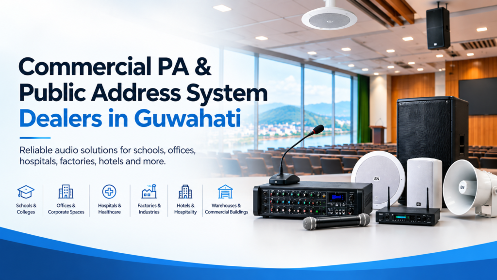 Commercial PA & public address system dealers in Guwahati providing professional audio solutions for businesses and institutions